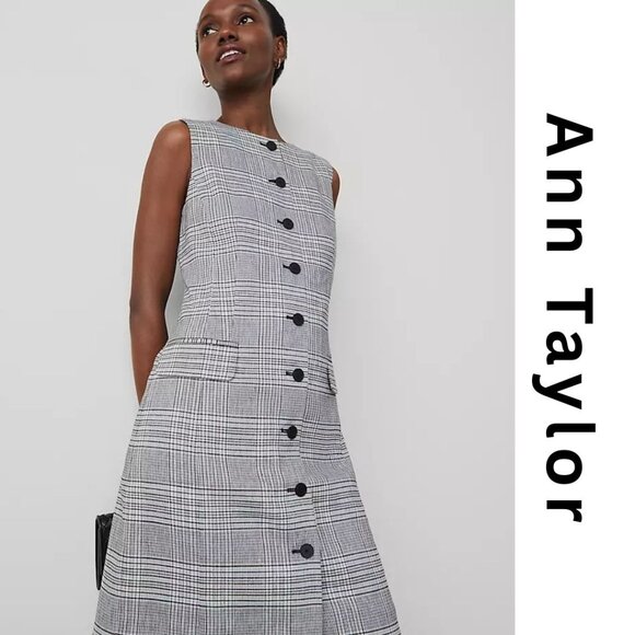 The Button Shift Dress in Plaid - Picture 1 of 5